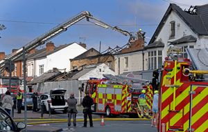 Fire crews working at the scene of the blaze on Sunday morning