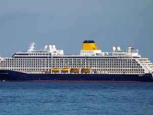 Supporting image for story: Passenger died after cruise ship hit by force 11 winds in storm – report