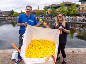 Supporting image for story: Duck race in aid of Stourbridge hospice draws crowds to The Waterfront in Brierley Hill
