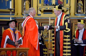 Dr Gyles Brandreth with BBC Radio's Eric Smith