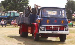 Mervyn Thomas had his TK Bedford which was in the colours of old Knighton haulage company Roberts Transport complete with period load of a Fergie. Image by E A Bates