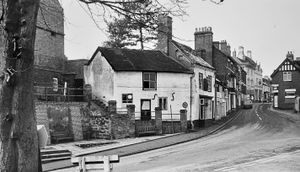 The junction connecting the top of Phoenix Bank and the bottom of the High Street in 1978. The building at the far right is the Stag's Head Inn