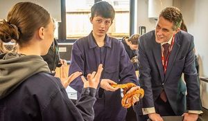 Gavin Williamson MP talking to T Level students at Rodbaston College