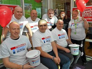 Supporting image for story: Friends baldly go to support Telford cancer patient pal Jack