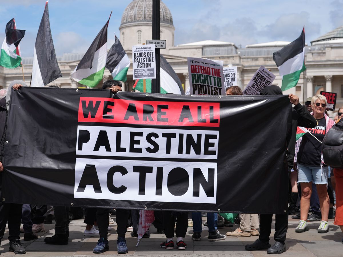 Seven charged after protesters clash with police at Palestine Action rally
