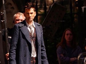 Supporting image for story: David Tennant pictured filming scenes on set of Doctor Who