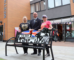 Sharon Dean, Lee Carter and Sascha Jenkyn with the bench.