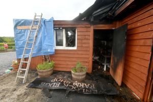 The scene of a fire at Wenlock Edge Farm Shop, between Much Wenlock and Church Stretton.