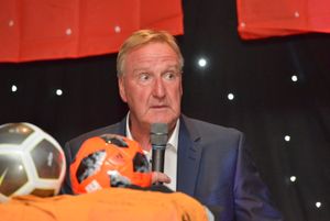 Former Wolves midfielder Steve Daley addressing the crowd. 