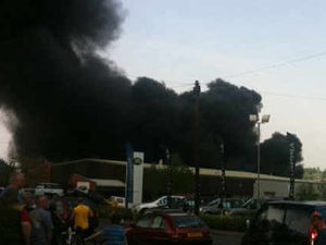 Supporting image for story: Blaze at recyling plant shuts roads and businesses in Lye