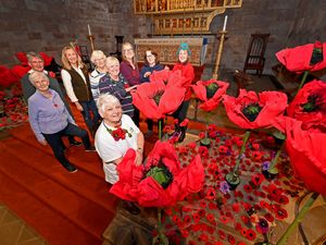Supporting image for story: Shropshire WIs create stunning poppy remembrance display at Shrewsbury Abbey