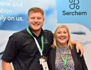 Dominic Arnold, Sales Executive at Serchem with his mum and Serchem's Commercial Director, Alison Arnold.