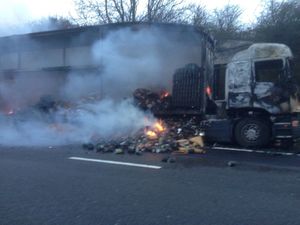 Supporting image for story: Major M6 delays after lorry carrying dog food catches fire