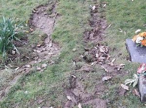 Damage caused at the cemetery