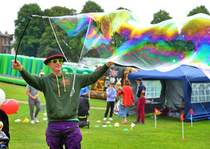 Elmo Panic entertains during Shrewsbury Food Festival