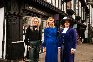 Opening of Carvell Lingerie and Swimwear. Staff member Karen Eaton, owner Debbie Carvell and High Sheriff of Shropshire Mandy Thorn.