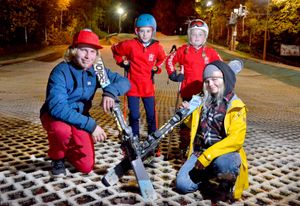 Vicky and Pauli Candlin with Zoe Harris and Hattie Newton, both aged eight