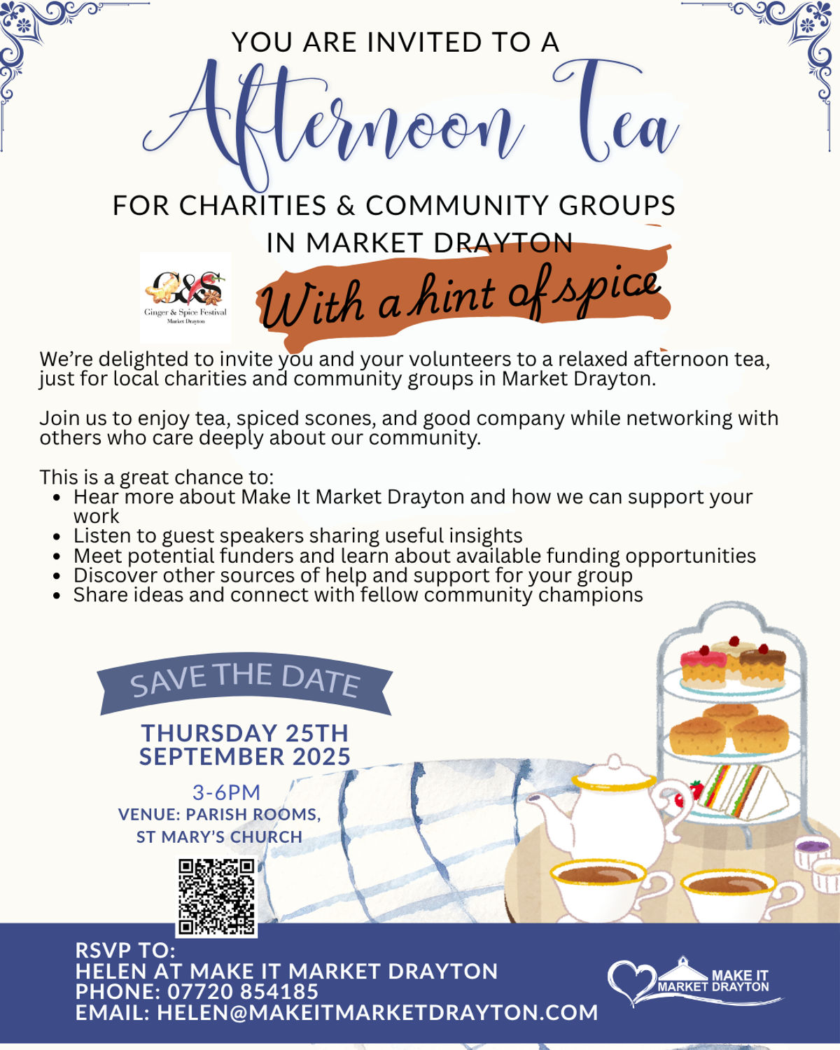 Market Drayton charities and volunteers invited to free afternoon tea