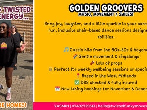 Supporting image for story: Ex-activities coordinator brings twisted funky energy to care homes across the West Midlands