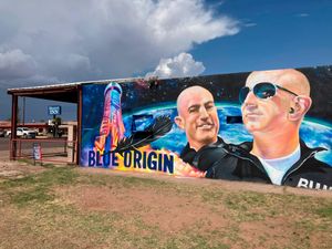 Supporting image for story: Jeff Bezos blasts off on journey to edge of space