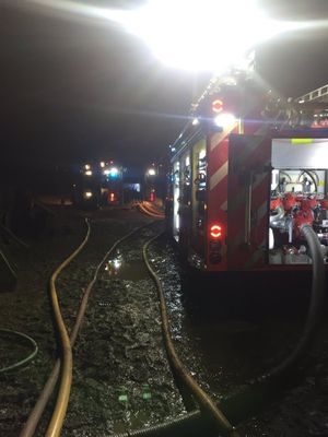 Fire crews attending the barn fire