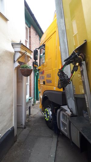 A picture of the wedged lorry taken by @SouthShropCops