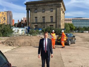 West Midlands Mayor Andy Street at the future site of the Curzon Street HS2 station. Credit: Tom Dare