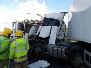 One casualty had to be cut out of a lorry cab