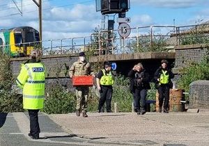 A suspected mortar round was found in a Wolverhampton canal. Photo: Ryan Clifford
