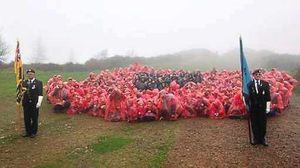 The human poppy on top of The Wrekin. Picture: BBC