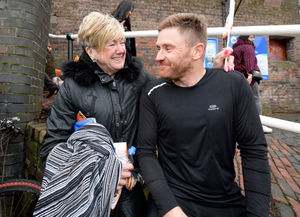 James with mum Dorothy at the end of the run