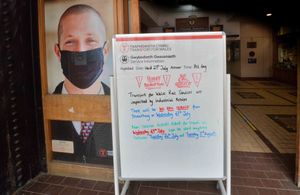 A sign at the station telling the public that no trains were running