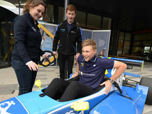 Supporting image for story: England cricket captain Joe Root in the driving seat with Shropshire students - video and pictures
