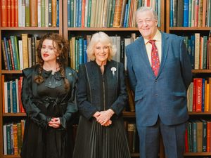 Supporting image for story: Camilla joins Helena Bonham Carter and Stephen Fry to celebrate historic library