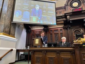 Birmingham Council leader John Cotton at the budget meeting on Feb 24. Credit: Alexander Brock.