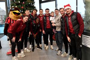 Walsall FC players visit Walsall Manor Hospital.