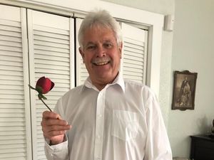 Supporting image for story: Wearing his English rose with pride, watching the USA game in Denver