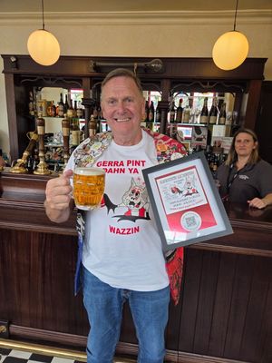 Peter Hill toasted his 69th birthday by raising a glass in the Elephant & Castle, in Dudley, West Mids., after reaching the incredible milestone on June 20. 