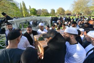 Crowds gathered for the funeral of teenage boxer Ali Tazeem 