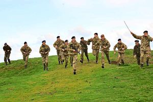2014: Modern cadets re-enact that 1915 scene on The Lawley