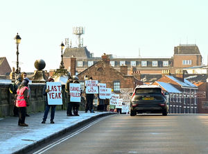 The silent protest saw people lined up on the English Bridge 