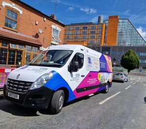 A community engagement bus visited various sites ahead of the opening of the new hospital.