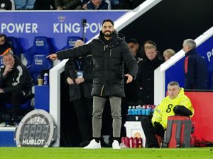 Manchester United manager Ruben Amorim gestures on the touchline