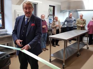 Supporting image for story: John Challis opens new kitchen at village hall near Orleton