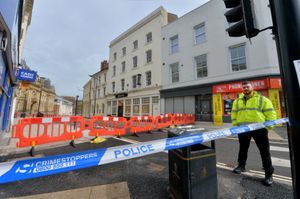 The area around North Street was sealed off as work began to secure Popworld