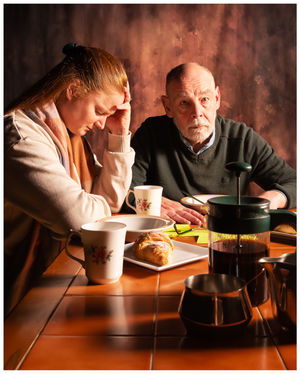 Anne, played by Laura Cooney, struggles to come to terms with the deterioration of her father Andre, played by Mike Venables