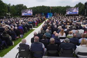Veterans and guests during the Royal British Legion's service of remembrance at the National Memorial Arboretum. Photo: Jacob King/PA Wire