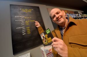 Bruce Springsteen fan Ian O'Reilly, from Shrewsbury, checks out the live gig listings - the store will be having a live performance most Saturdays