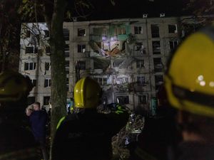 Supporting image for story: Child among 12 injured as Russian glide bomb hits Ukraine apartment block
