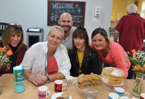 Carla Lea, second from left, with mum Bobbie Nicholas, husband Wes Lea, sister Jodie Nicholas and friend Eirian Pearce. Carla blogs about her experience with cancer and raises money for the hospice